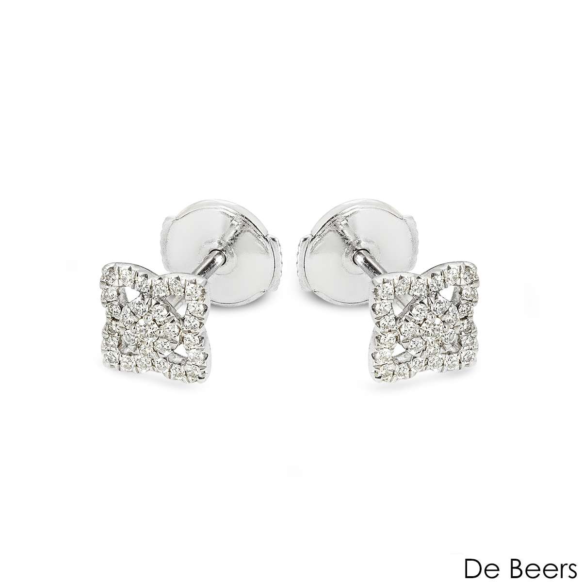 De Beers White Gold Diamond Enchanted Lotus Stud Earrings E102146 De Beers White Gold Diamond Enchanted Lotus Stud Earrings E102146